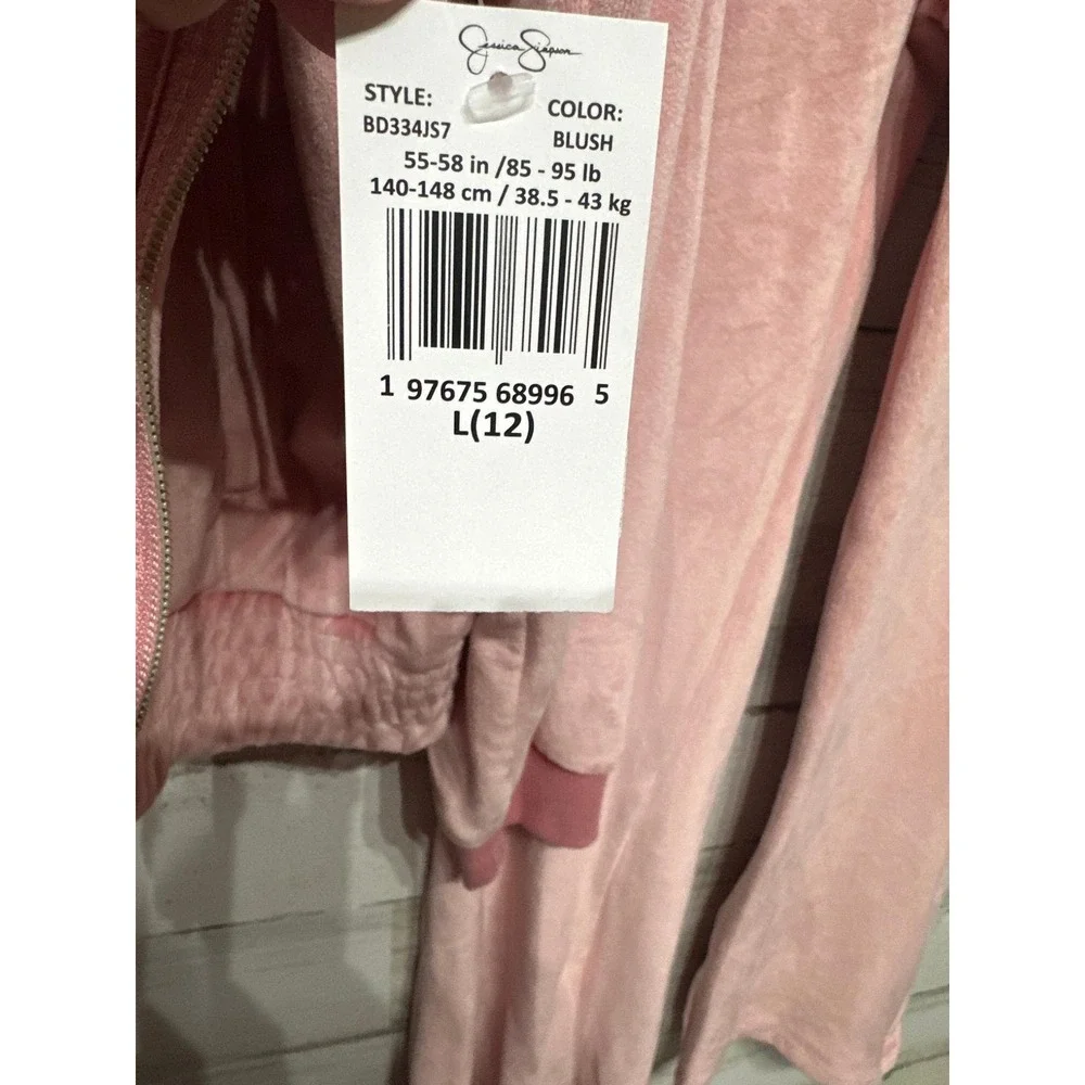 Jessica Simpson Tracksuit Set Girls 12 Blush Pink Velour Zip Hoodie Flare NWT